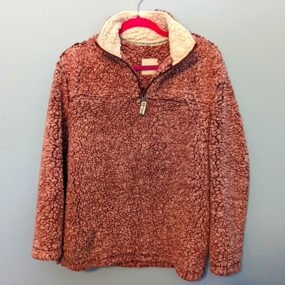 Mauve Sherpa Pullover Quarter Zip